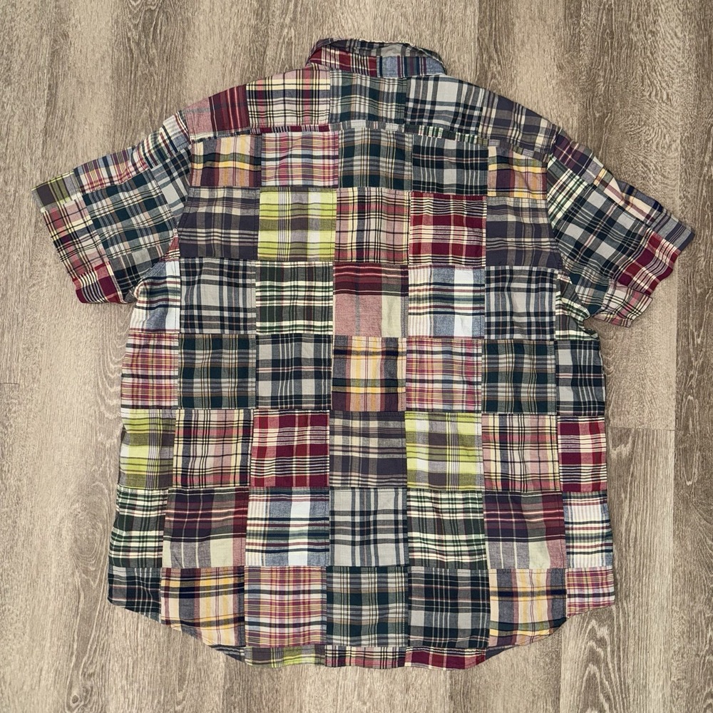NEW Polo Ralph Lauren Bleeding Madras Patchwork Short Sleeve Work Shirt Mens 2XL - Picture 3 of 6